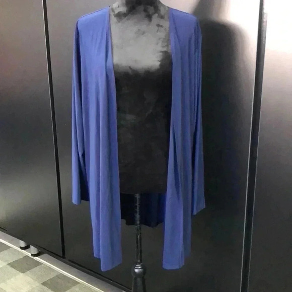 Attitudes By Renee Open front, long sleeve,mid length cardigan, Navy Blue - Picture 1 of 10